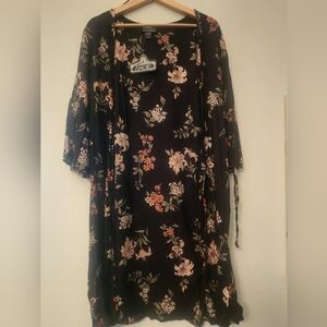 Angie Black Floral Kimono -  NWT MEDIUM